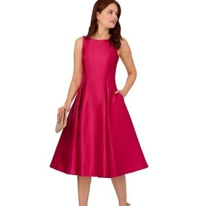 Adrianna Papell a-line Sleeveless Dress in cosmo pink